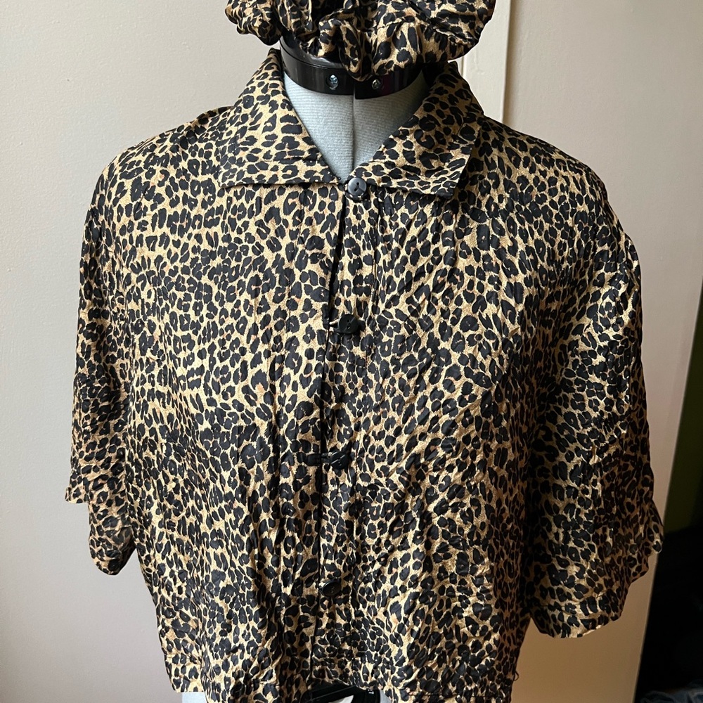 Stunt 100% Silk Cheetah Print Button Down